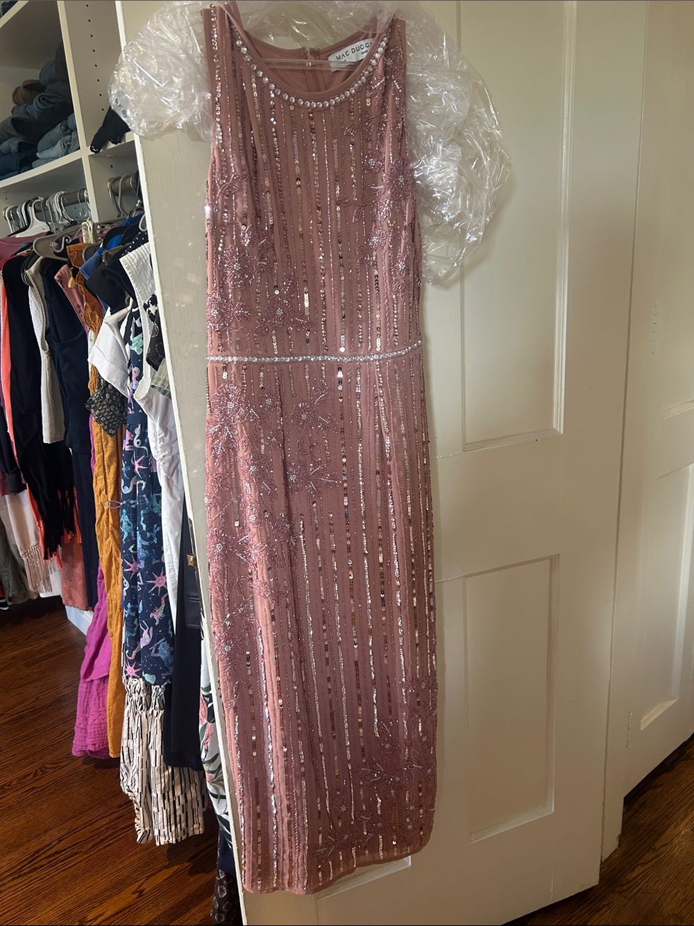 Mac Duggal Dusty Rose Sequin Sleeveless Formal Gown